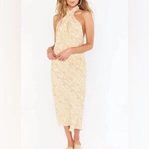 Show Me Your Mumu Jasmine Halter Midi Dress golden snake print size medium
